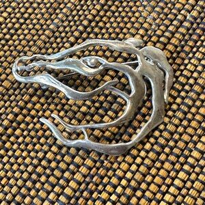 Abstract Silver Metal Brooch - Horse head . designed by Dublin silversmith